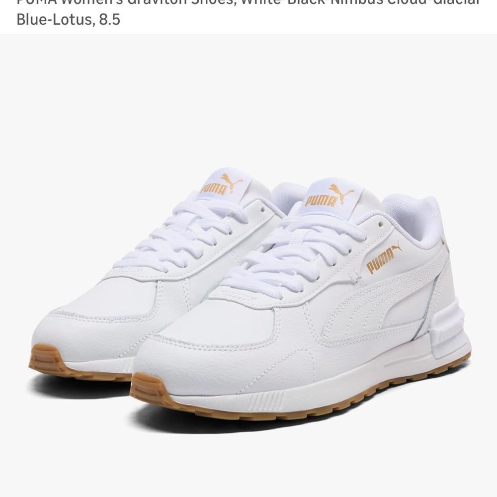 PUMA White and Tan Sneakers